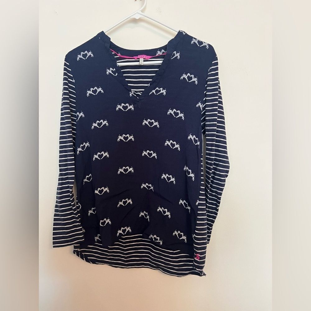 Navy and White Striped Long Sleeve Top